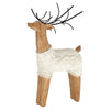 One resin standing deer figurine wearing a white cable knit sweaters is shown.  Available at Quilted Cabin Home Decor.