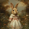 Framed artwork of a rabbit in a dress standing in a garden setting available at Rustic Ranch Furniture in Airdrie