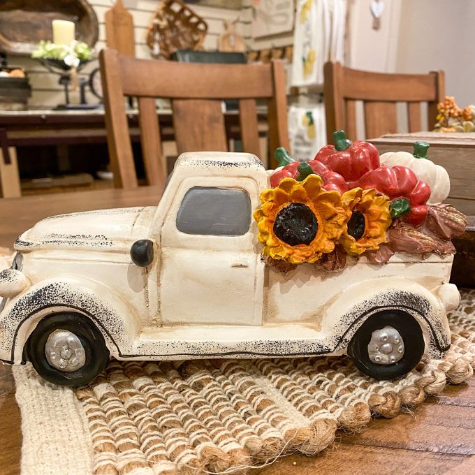 Sunflower and Pumpkin Truck available at Quilted Cabin Home Decor.