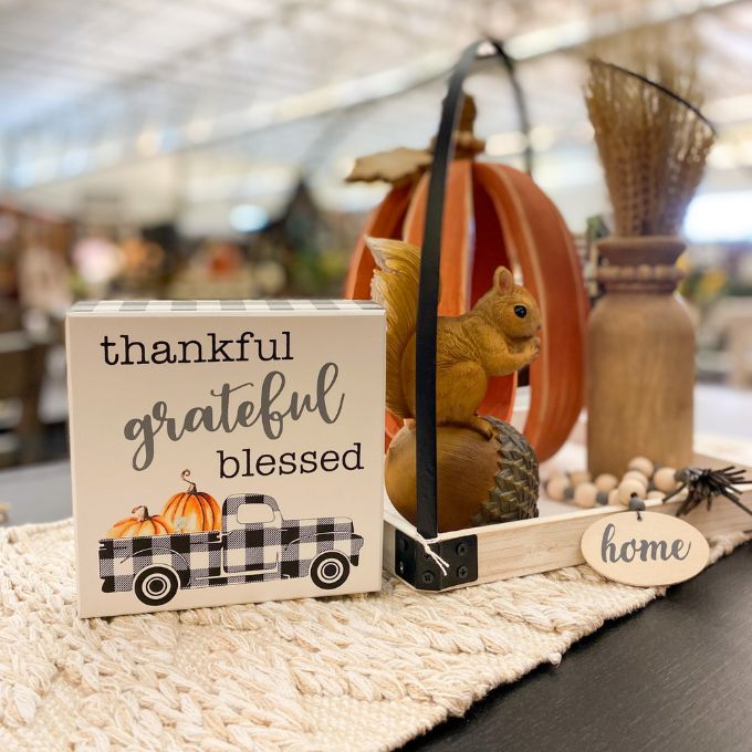 Thankful Truck Box Sign available at Quilted Cabin Home Decor.
