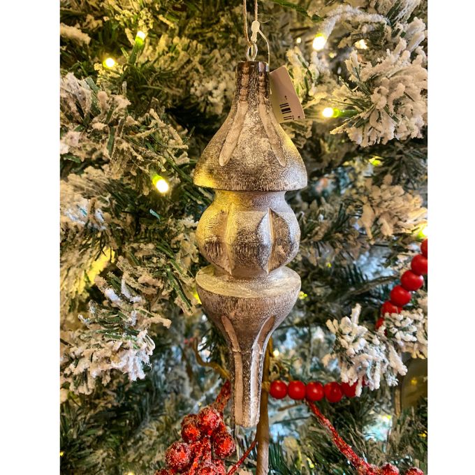 Vintage Wood Finial Ornament available at Quilted Cabin Home Decor.