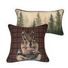 Two decorative pillows, one with a squirrel design and the other with a forest scene. Pine Panels Accent Pillows - Set of Two available at Quilted Cabin Home Decor.