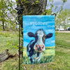 Welcome Cow Garden Flag available at Quilted Cabin Home Decor.