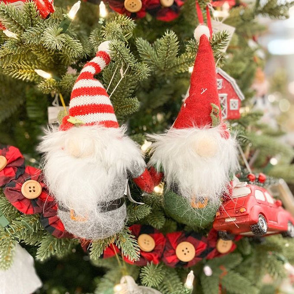 Santa Gnome Ornaments - Two Styles available at Quilted Cabin Home Decor.