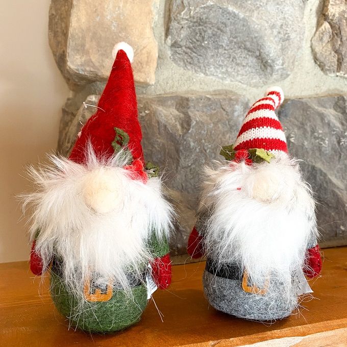 Santa Gnome Ornaments - Two Styles available at Quilted Cabin Home Decor.