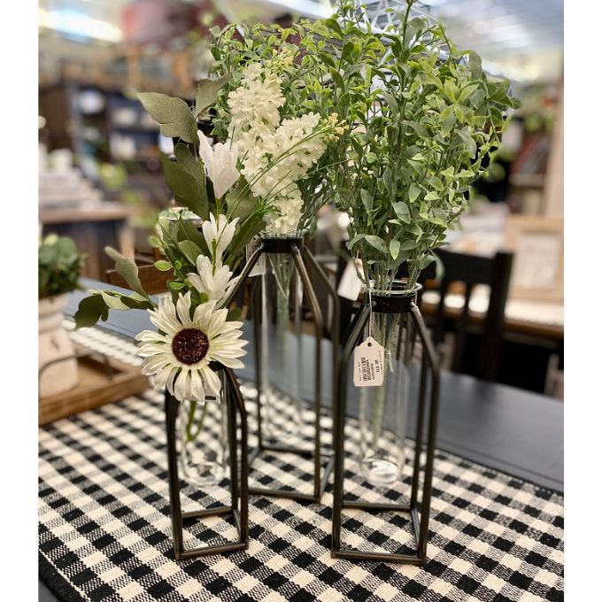 Metal Frame Vases  - Set of Three available at Quilted Cabin Home Decor.
