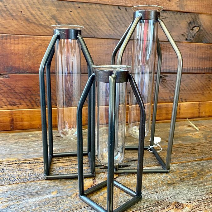 Metal Frame Vases - Set of Three available at Quilted Cabin Home Decor.