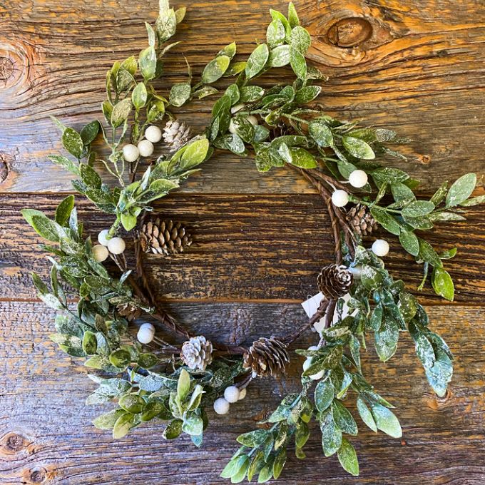 Snowy Boxwood Leaves Wreath available at Quilted Cabin Home Decor.