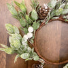 Snowy Boxwood Wreath and Spray available at Quilted CAbin Home Decor.