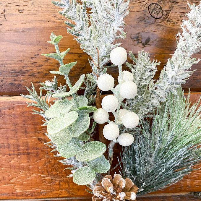 Snowy Mix Pine Floral Spray available at Quilted Cabin Home Decor.