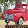 Red Truck Welcome Garden Stake available at Quilted Cabin Home Decor