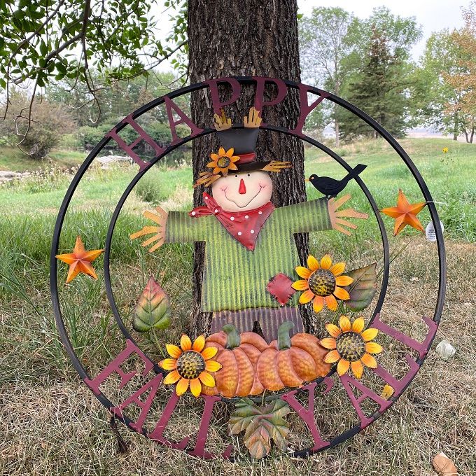 Happy Fall Y'all Round Sign available at Quilted Cabin Home Decor.