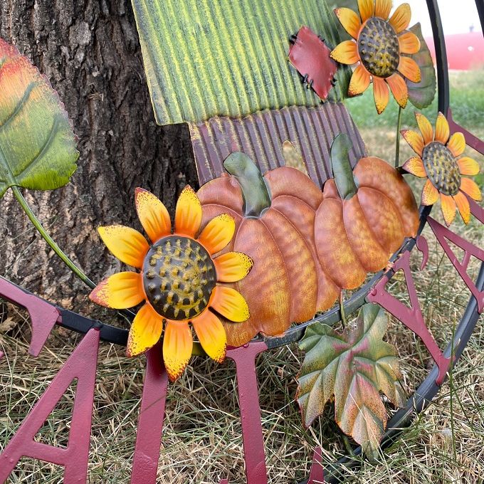 Happy Fall Y'all Round Sign available at Quilted Cabin Home Decor.