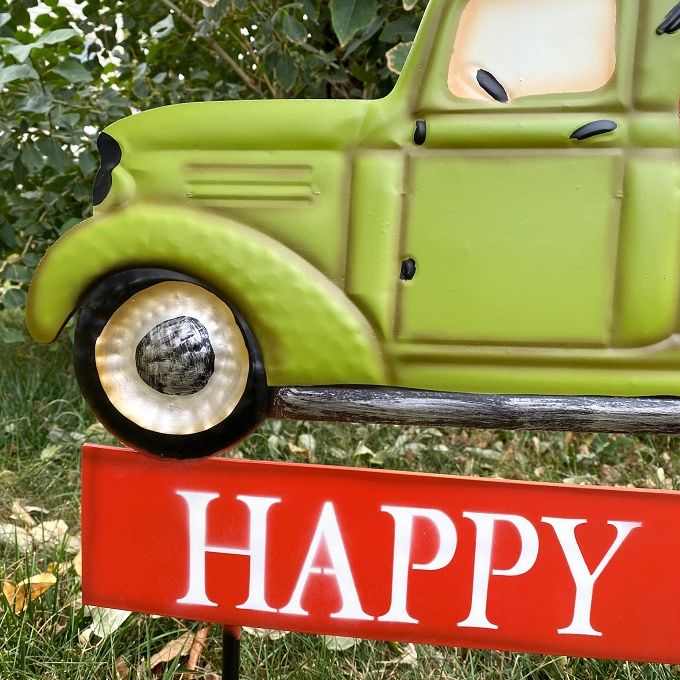 Happy Fall Truck Garden Stake available at Quilted Cabin Home Decor