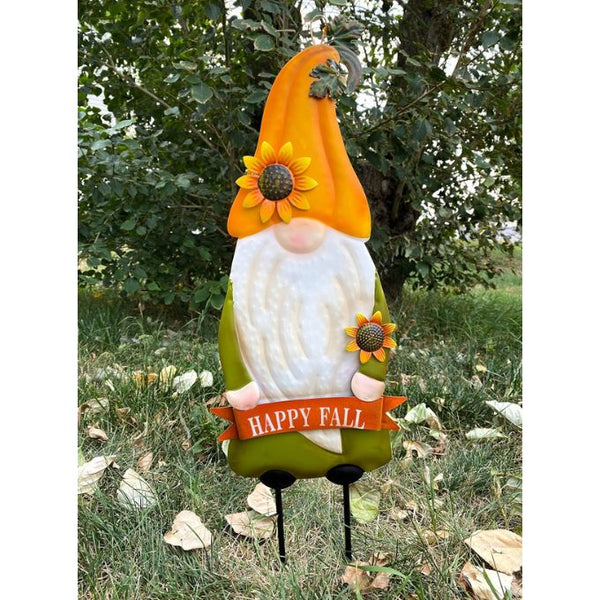 Fall Gnome Garden Stake available at Quilted Cabin Home Decor in Airdrie Alberta.