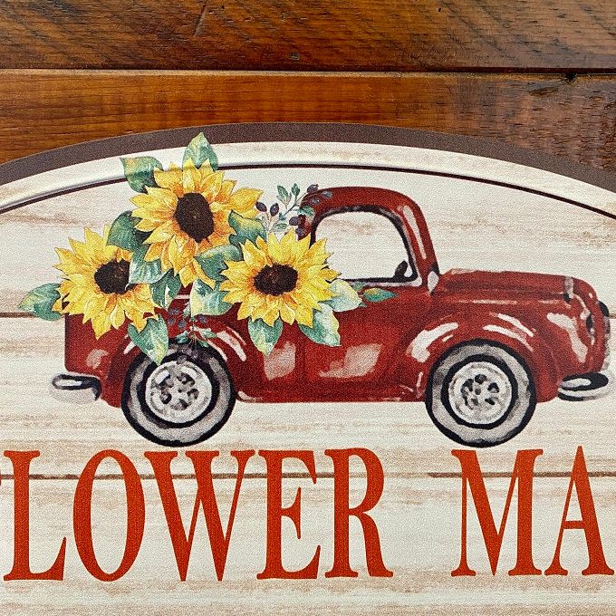 Sunflower Market Metal Sign available at Quilted Cabin Home Decor
