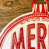 Merry Christmas Ornament Metal Sign - White available at Quilted Cabin Home Decor.