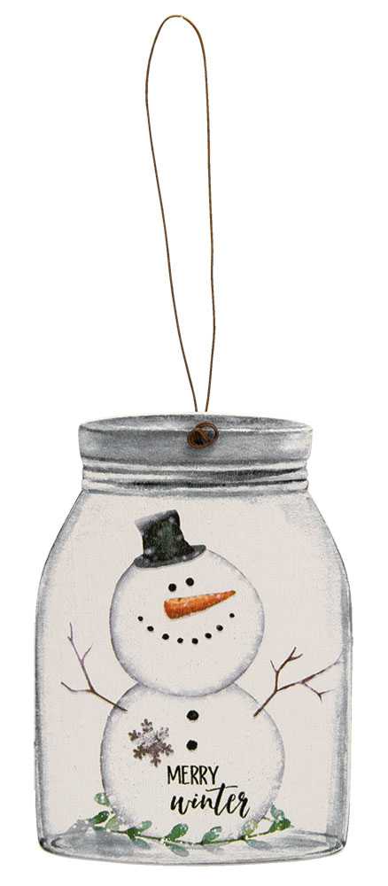 Happy Snowman Mason Jar Ornaments - Three Styles available at Quilted Cabin Home Decor.