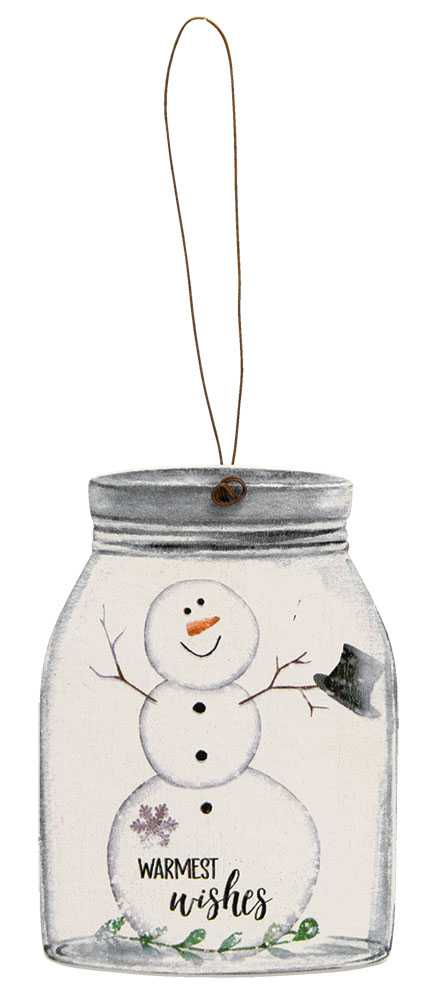 Happy Snowman Mason Jar Ornaments - Three Styles available at Quilted Cabin Home Decor.