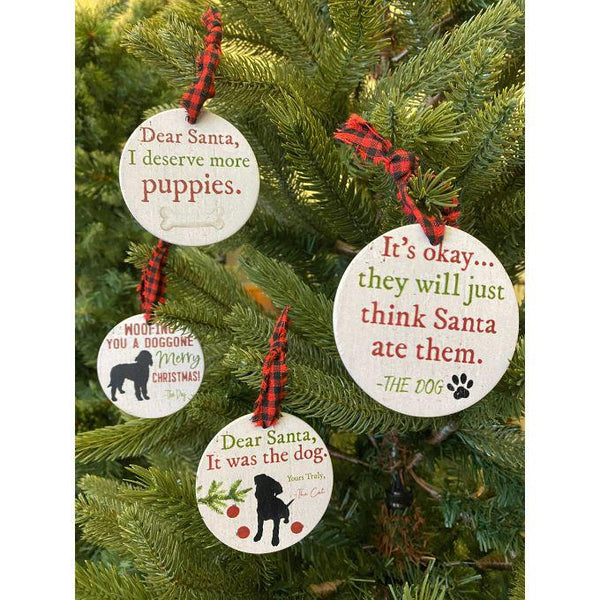 Dog Ornaments/Gift Tags - Set of Four available at Quilted Cabin Home Decor