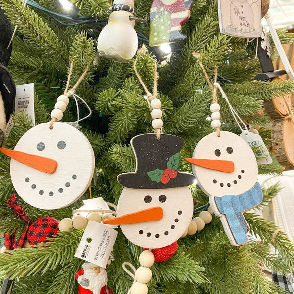 Snowman Ornaments - Three Styles available at Quilted Cabin Home Decor.