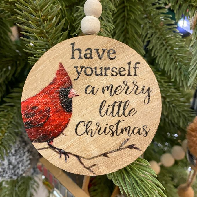 Wooden Cardinal Ornament - Two Styles available at Quilted Cabin Home Decor.