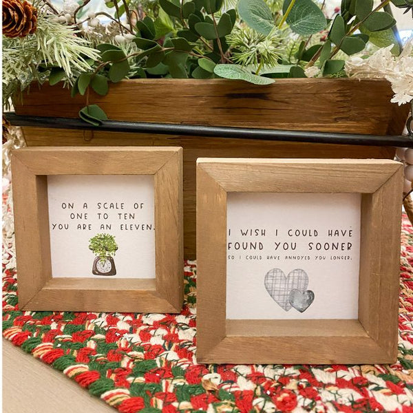 Mini Framed Signs - Two Styles available at Quilted Cabin Home Decor