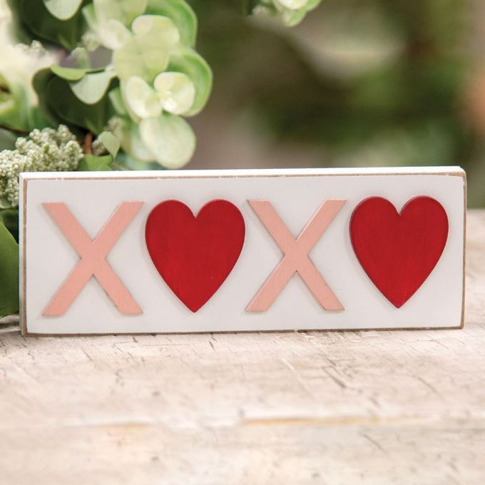 XOXO Hearts Block Sign available at Quilted Cabin Home Decor.