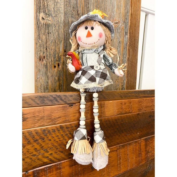 Barn Plaid Button Leg Scarecrows - Two Styles available at Quilted Cabin Home Decor