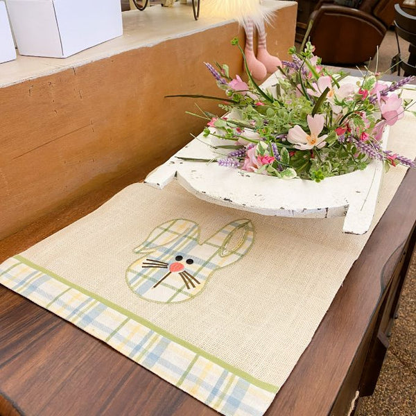 Bunny Applique Table Runner available at Quilted Cabin Home Decor.