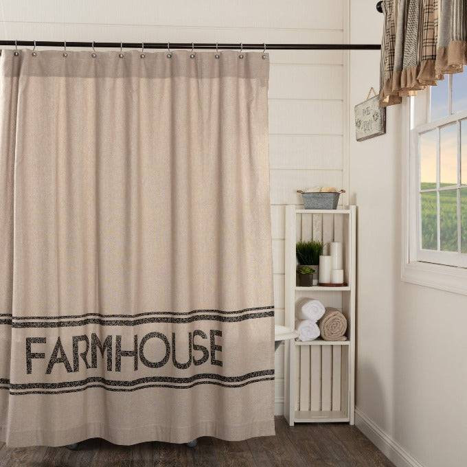 Farmhouse Shower Curtain at quilted cabin home decor.