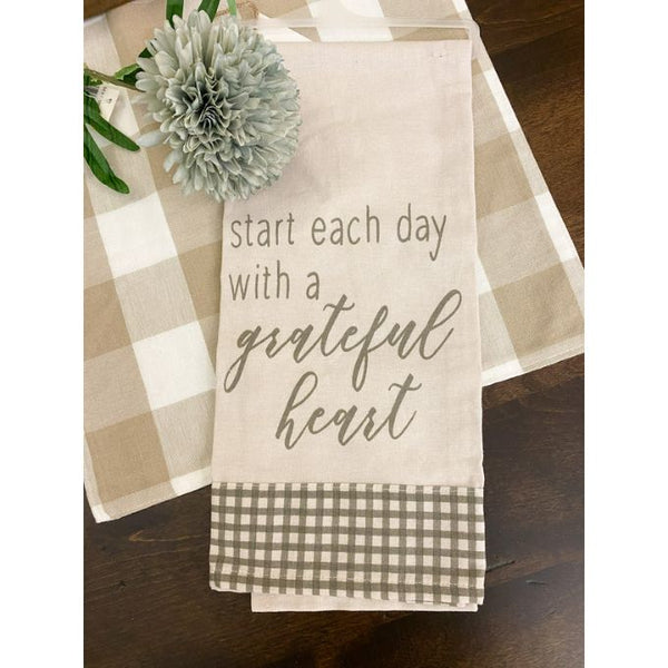 Start Each Day Grateful Dishtowel available at Quilted Cabin Home Decor.