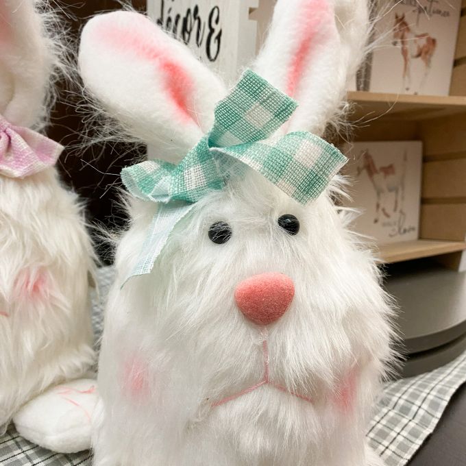 Furry LED Easter Bunny - Two Styles available at Quilted Cabin Home Decor.