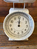 Close up view of the clock on the  Vintage White scale with clock.