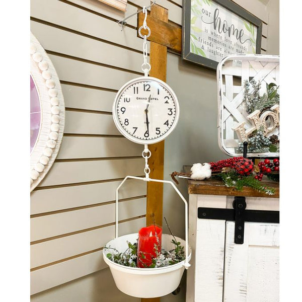 Vintage Hanging Clock Scale available at Quilted Cabin Home Decor.