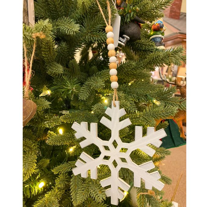 Snowflake Ornament with Beaded Hanger available at Quilted Cabin Home Decor.