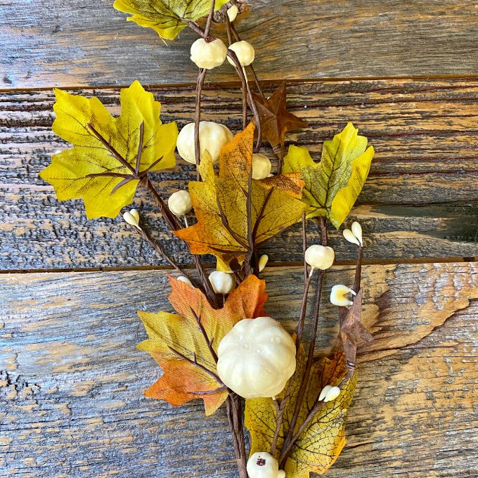 Fall Floral Spray with Stars and Pumpkins available at Quilted Cabin Home Decor