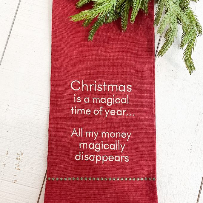 Christmas is a Magical Time of Year Dish Towel is available at Quilted Cabin Home Decor.