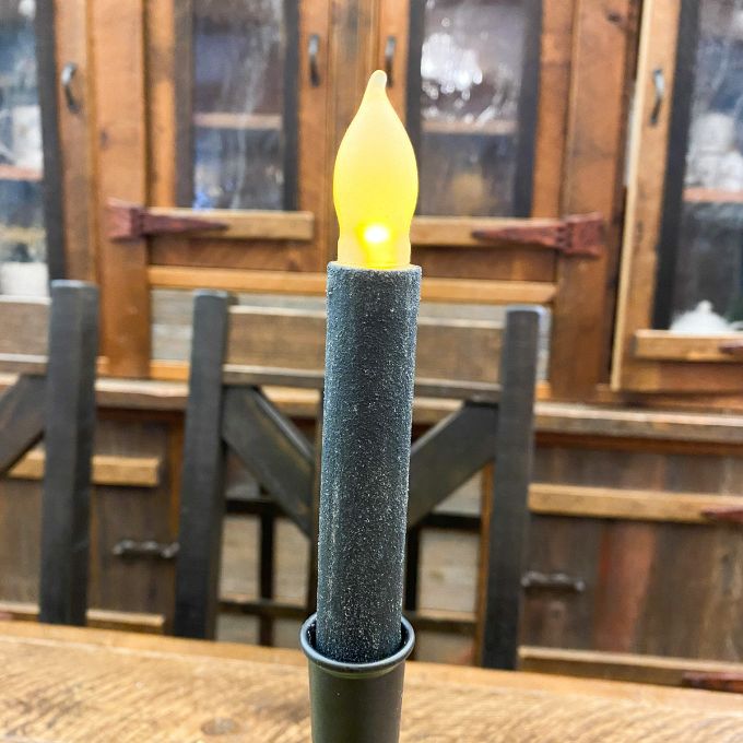 Black LED Distressed Taper Candle - Two Sizes available at Quilted Cabin Home Decor.
