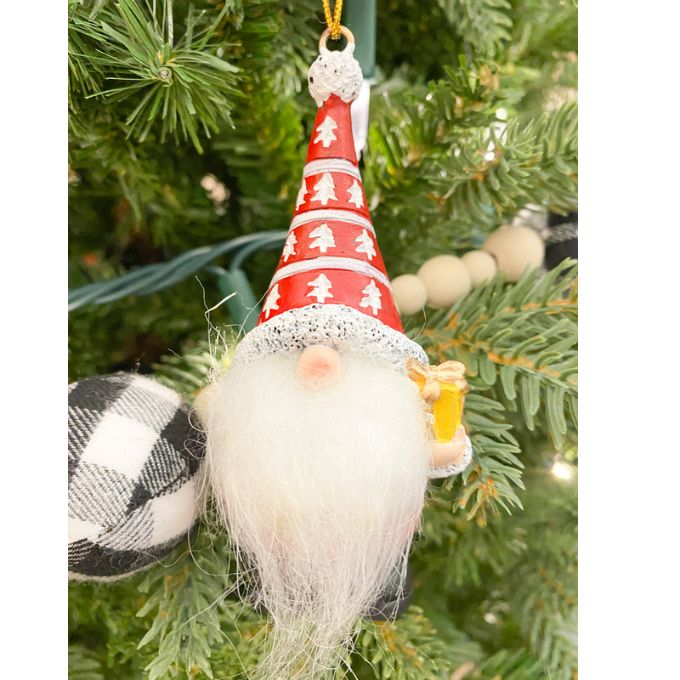 Christmas Gnome Ornaments with Faux Fur Beards - Two Styles available at Quilted Cabin Home Decor