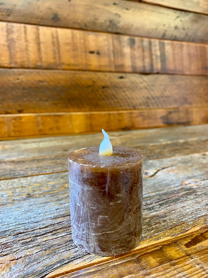Brown LED Votives - Two sizes available at Quilted Cabin Home Decor