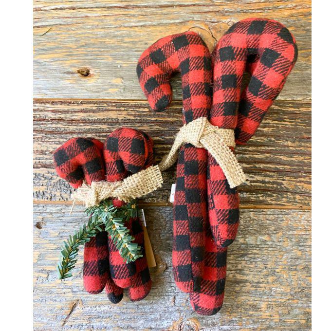 Buffalo Plaid Candy Canes - Two Sizes available at Quilted Cabin Home Decor