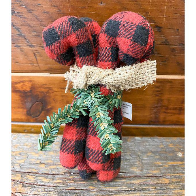 Buffalo Plaid Candy Canes - Two Sizes available at Quilted Cabin Home Decor