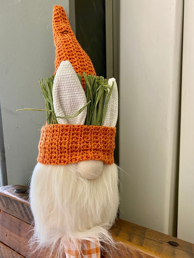 Orange Hat Bunny Gnome available at Quilted Cabin Home Decor