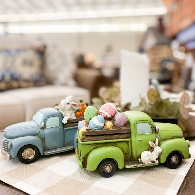 Easter Trucks - Two Colours available at Quilted Cabin Home Decor.