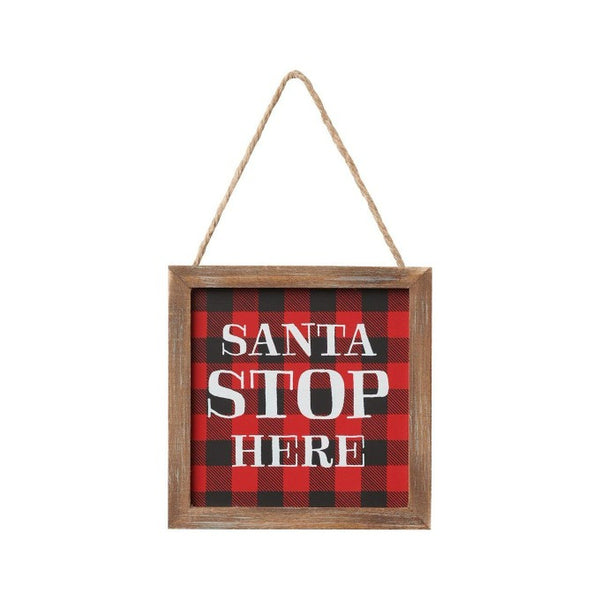 Santa Stop Here Ornament available at Quilted Cabin Home Decor