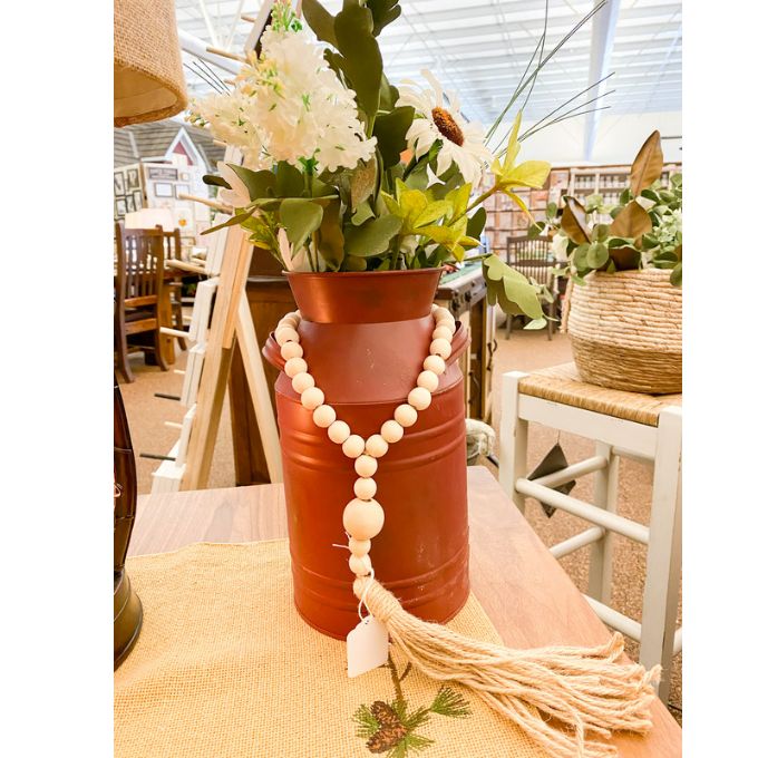 Natural Bead Hanger with Tassel available at Quilted Cabin Home Decor.