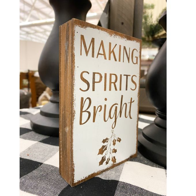 Making Spirits Bright Block Sign available at Quilted Cabin Home Decor.