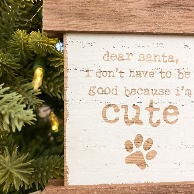 Dear Santa Banner Pet Ornament available at Quilted Cabin Home Decor.