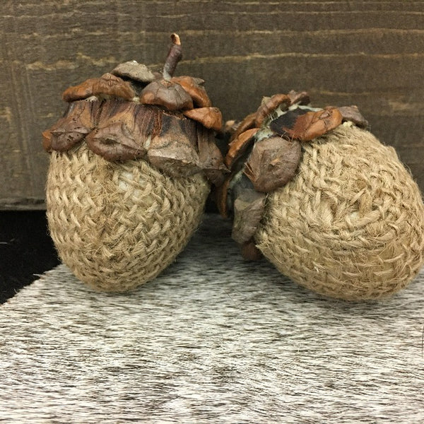 Burlap Acorns - Set of Two available at Quilted Cabin Home Decor